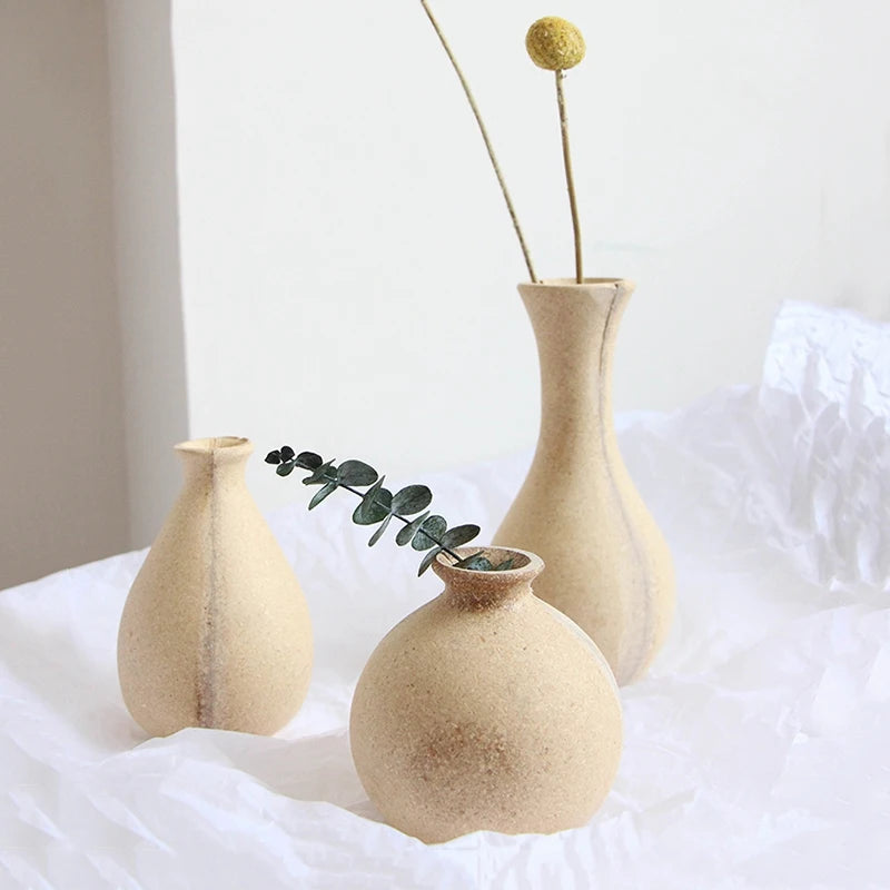 Wooden Flower Vase Retro Table Decorative Vase Dried Flower Arrangement Pot European Style Aesthetic Vase Home Desktop Ornaments