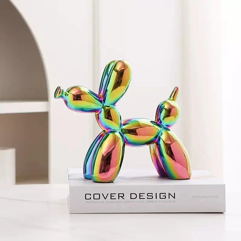 11/21CM Mini Ceramic Balloon Dog Sculpture Abstract Ornament Study Room Statue Home Office Accessories Festival Decoration 