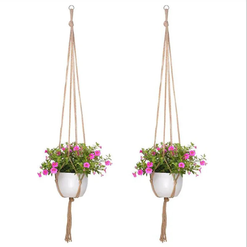 Gardening Green Plant Hanging Basket Cotton Rope Hanger Flower Pot Handmade Macrame Pot Pocket Wall Boho Courtyard Home Decor