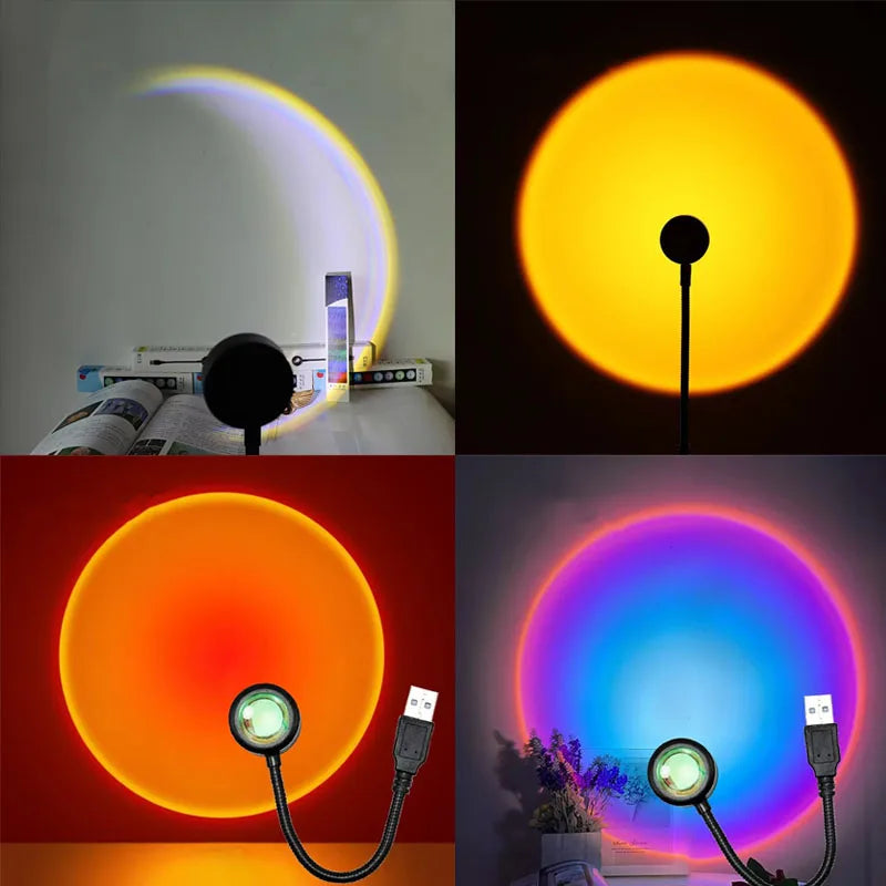 1-4pcs Sunset Lamp LED Rainbow Neon Night Light Projector Photography Wall Atmosphere Lighting for Bedroom Home Room Decor Gift