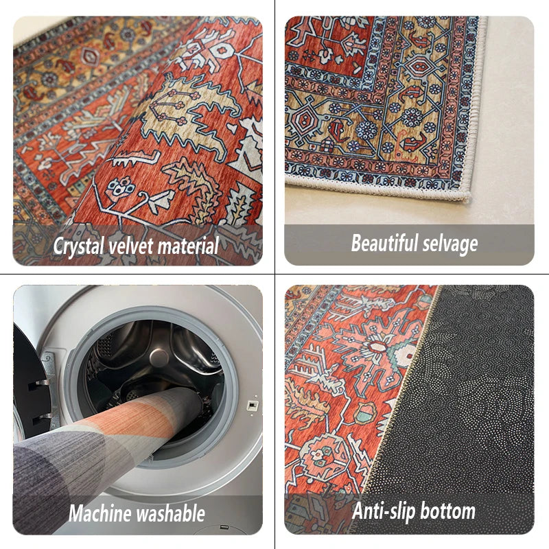 Bohemian Geometric Abstract Style Big Size Rugs for Bedroom Soft Easy Clean Cloakroom Carpet Machine Washable Foldable Patio Mat