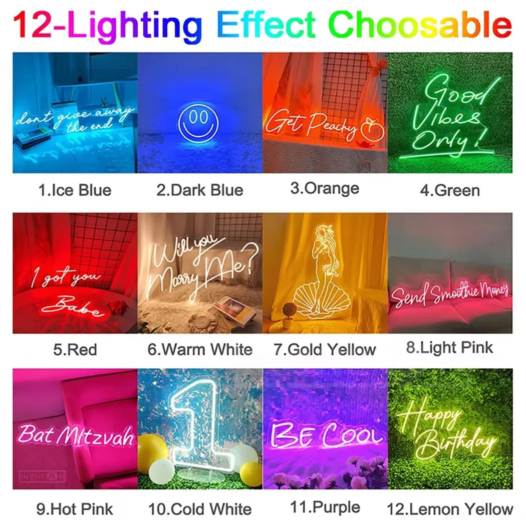 Custom LED Neon Sign Personalized Name Light for Kid Teens Bedroom Unique Gift with Customizable Designs for Trendy Wall Decor
