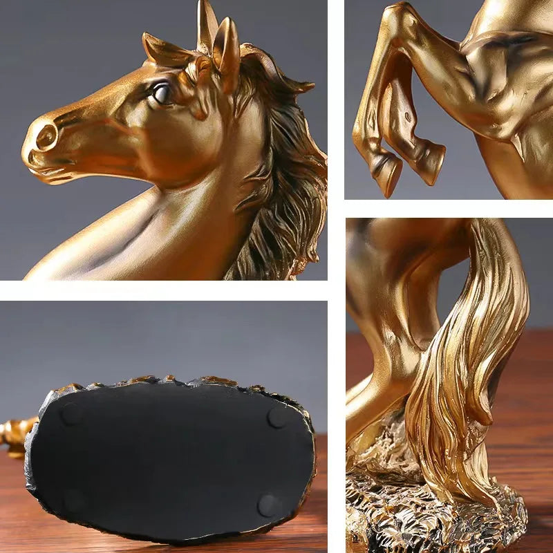 European Style Home Resin Victory Horse Statue, Living Room ,Cabinet,Office Desktop Decoration Animal Figurines