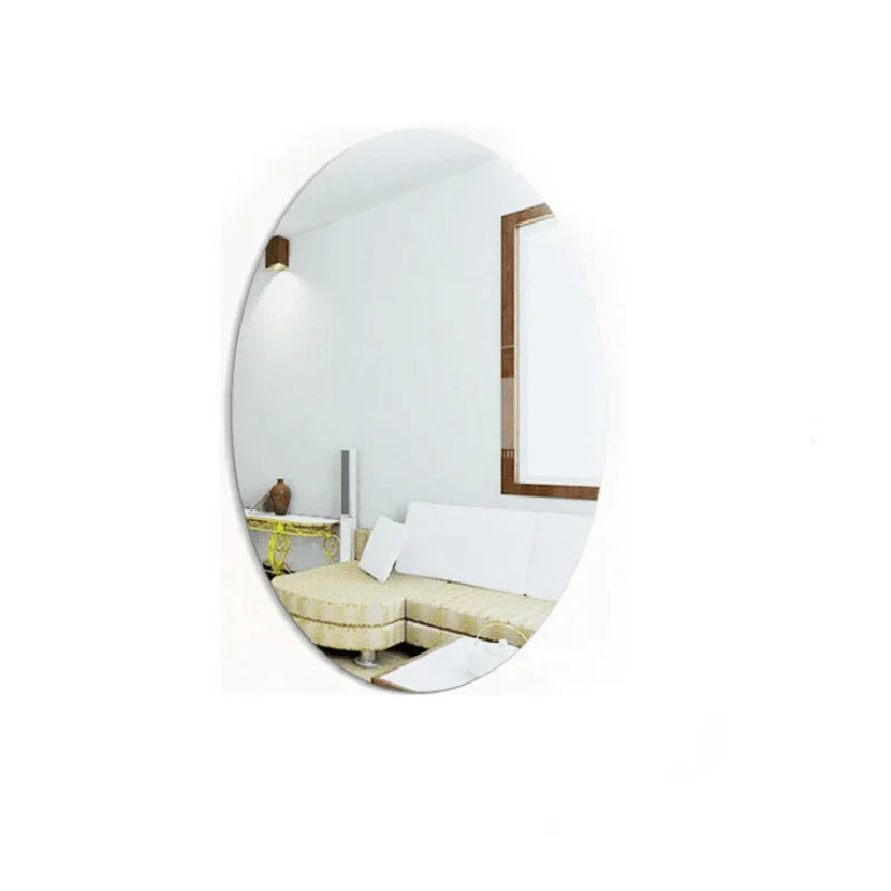 Elliptic HD Anti Fog Wall Mirror Sticker Self Adhesive Shatterproof Acrylic Non-Glass Safety Mirror Sheets for Home Decor