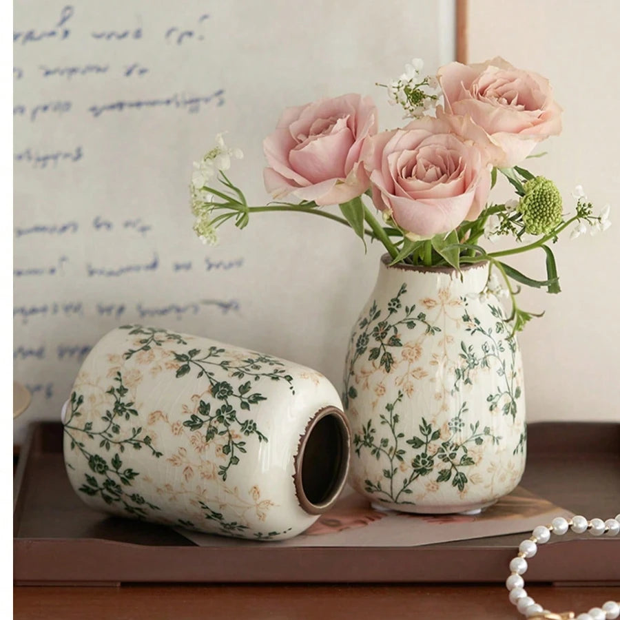 Ice Cracked Ceramic Vase Handmade Vase Bohemian Art Home Decoration Living Room Office Decoration Dried Flower Display Vase