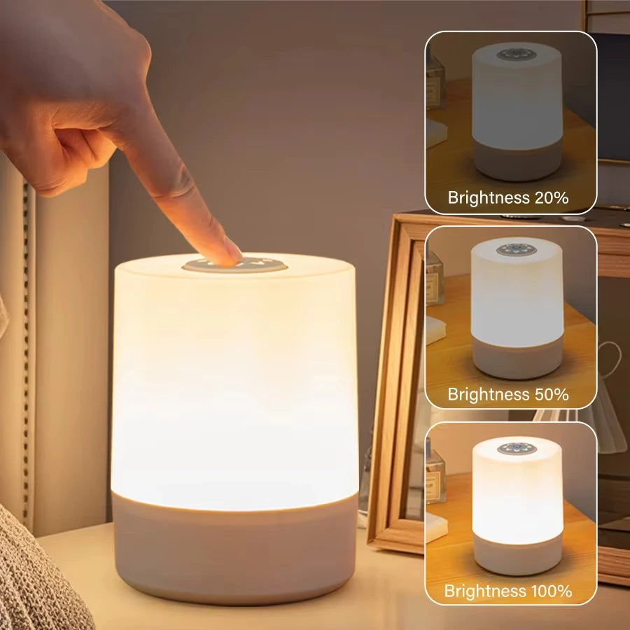 Bedside LED Touch Night Lights Dimmable Rechargeable Desktop Table Lamp For Reading Desk Bedroom Bedside Decoration Lighting