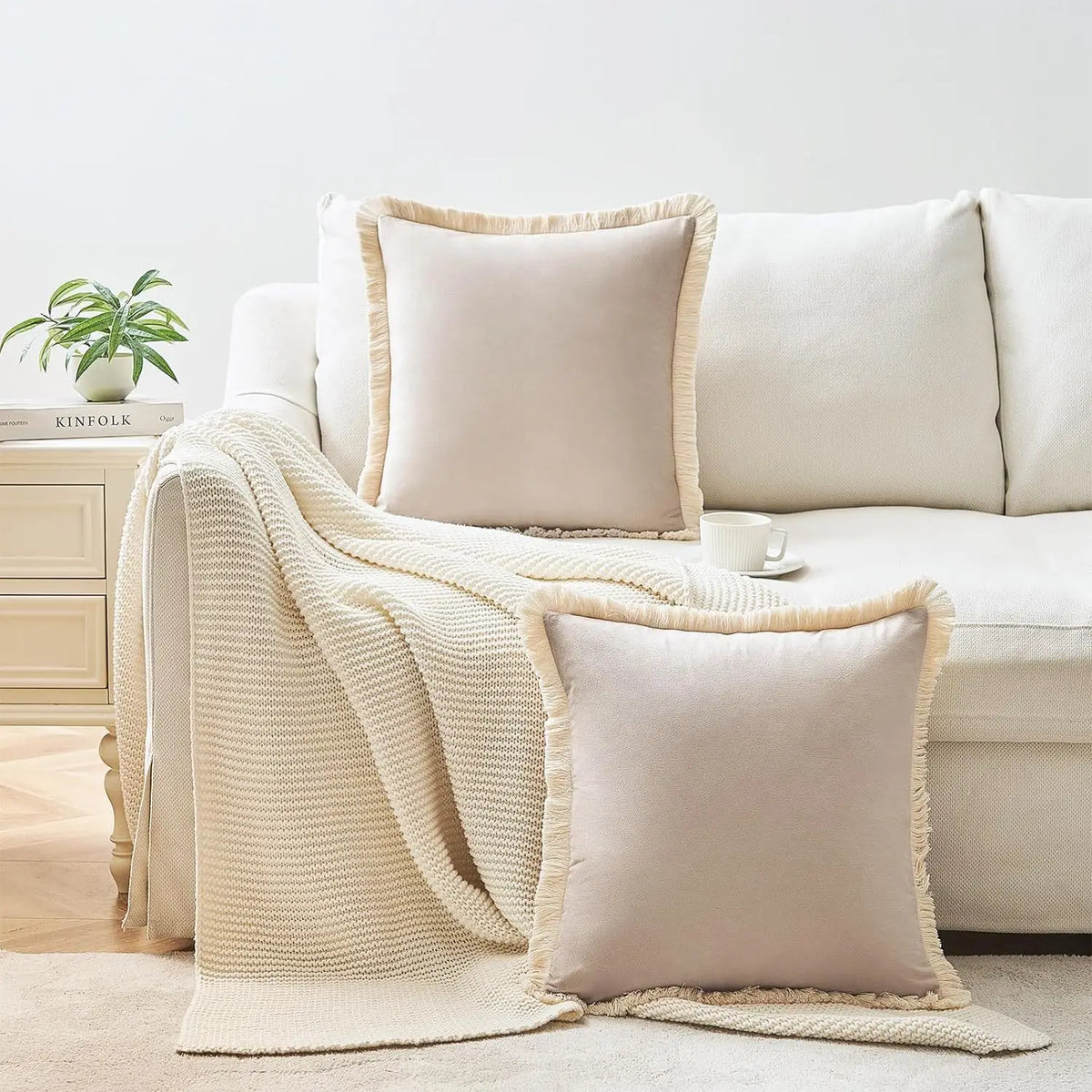 1PC Polyester Velvet Solid Throw Pillow With Tassel Embellishment Sofa Office Back Cushion Living Room Decorative Square