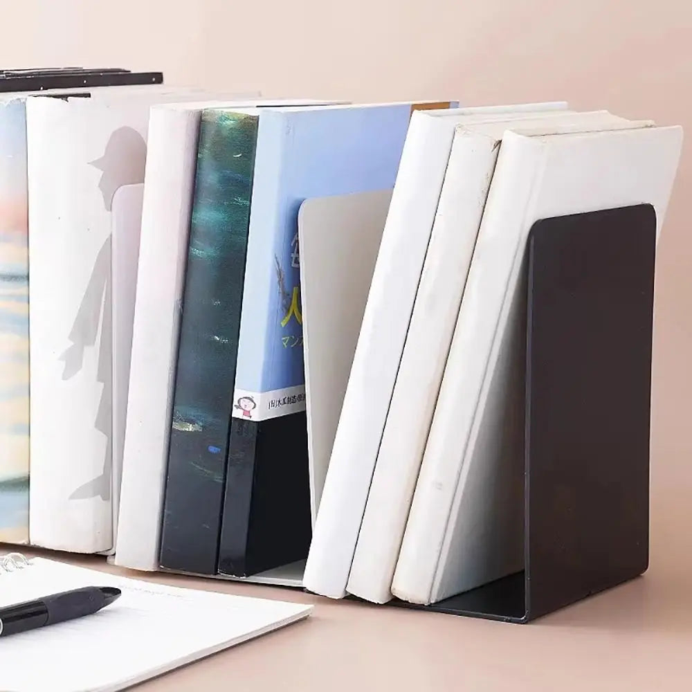 1/2Pcs L-Shaped Simple Bookend Thickened Decorative Desk Bookshelf with Anti-slip Design Plastic Book Stoppers Holders