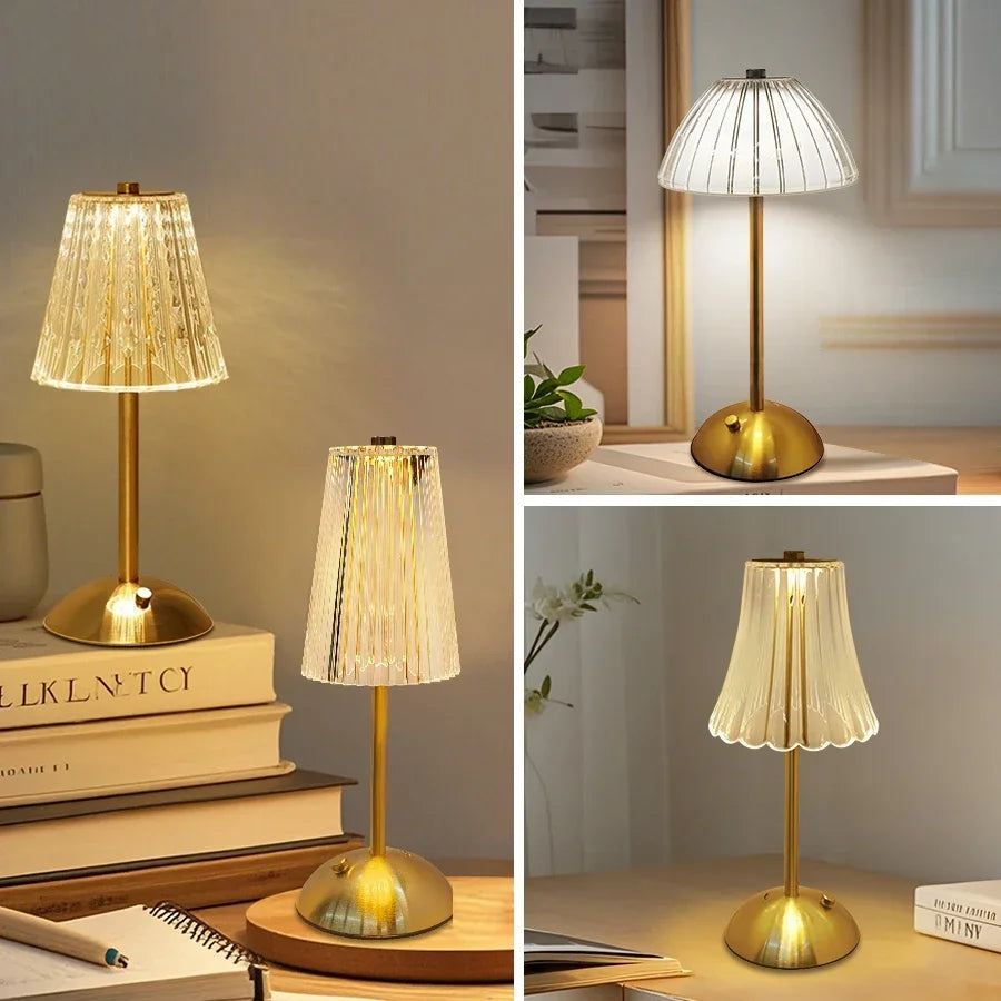 Table Lamp LED Touch Sensor Dimmable Desktop Night Light Rechargeable Wireless Reading Lamp for Hotel Bar Bedroom Decor Light