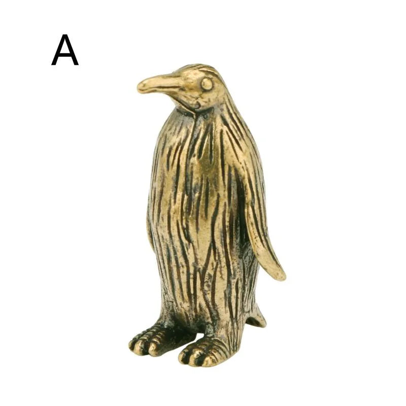 Funny Brass Standing Little Penguin Statue Desktop Decorative Trinkets Creativity Marine Animal Cute Craft Collection Children