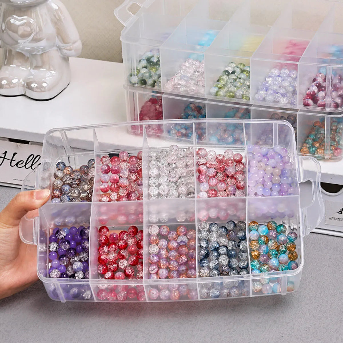 3-Layer Transparent Storage Box, Stackable Storage Box, Portable Craft Bead Plastic Box, Jewelry Storage Box, Storage Tray