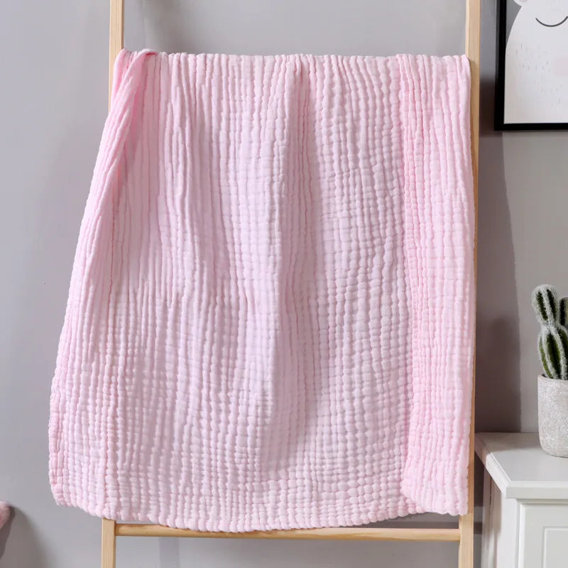 6 Layer Cotton Gauze Blanket Multipurpose Baby Bath Towel Waffle Texture Soft Children's Throw Blanket Without Fluorescent Color