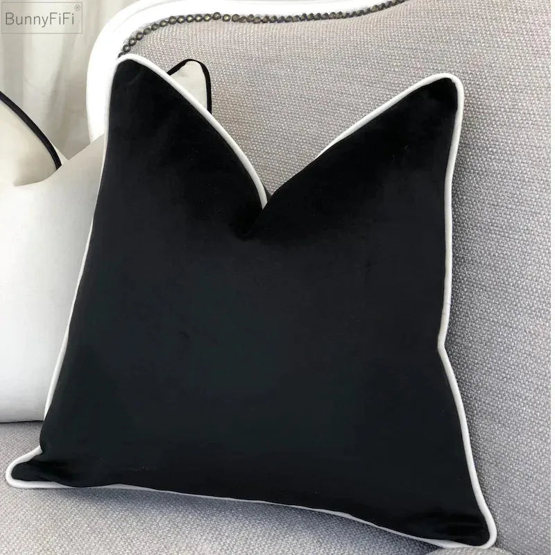 Modern Velvet Pillowcases for Living Room, Black & White Velour Cushion Covers, Sofa Decor, 45x45/50x50/30x50 cm