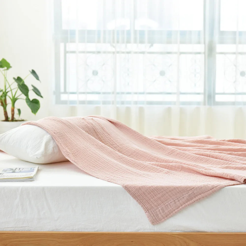 Thin Japan Cotton Yarn Blankets Summer Towel Quilt for Double Queen King Bedspread for Bed Sofa Cover Bedroom Coverlet White