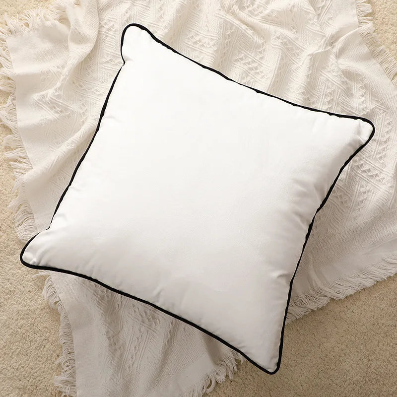 Modern Velvet Pillowcases for Living Room, Black & White Velour Cushion Covers, Sofa Decor, 45x45/50x50/30x50 cm