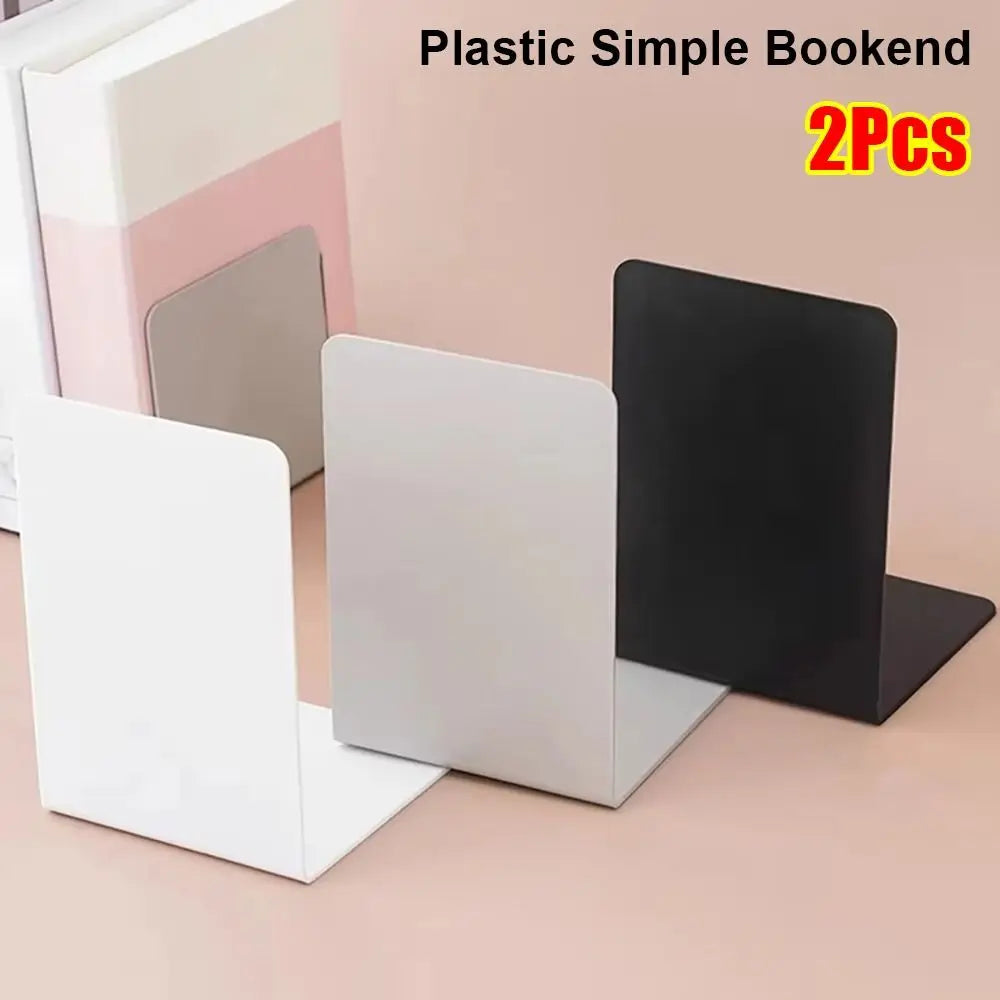 1/2Pcs L-Shaped Simple Bookend Thickened Decorative Desk Bookshelf with Anti-slip Design Plastic Book Stoppers Holders