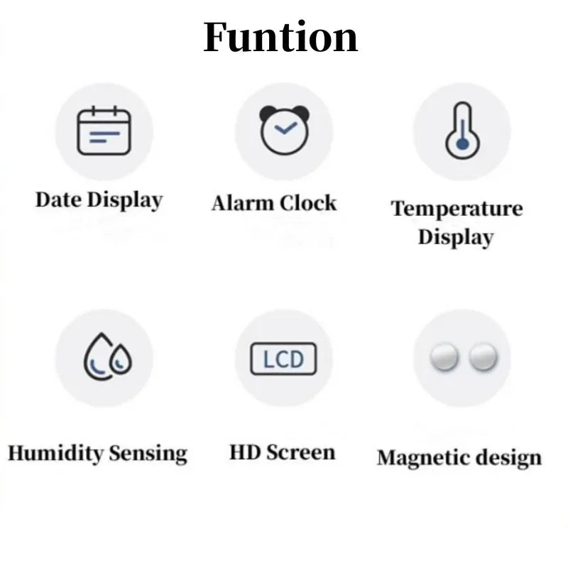 Magnetic LCD Digital Clock Wall Mounted 3.7Inch Refrigerator wall Alarm Clock Ultra Thin Desk Clock for Bedside Living Room