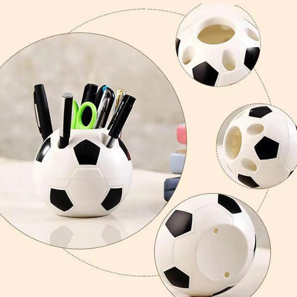 6 Creative Football-Shaped Pen Holders, Multifunctional Plastic Pen Holders for Students and Office Use, Football Pen Holders, Student Pen Holders, Plastic Storage Pen Holders, Room Decoration, Storage, Office Decoration, Bac
