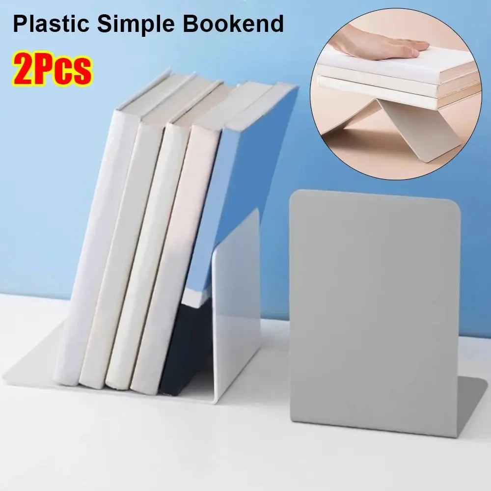 1/2Pcs L-Shaped Simple Bookend Thickened Decorative Desk Bookshelf with Anti-slip Design Plastic Book Stoppers Holders