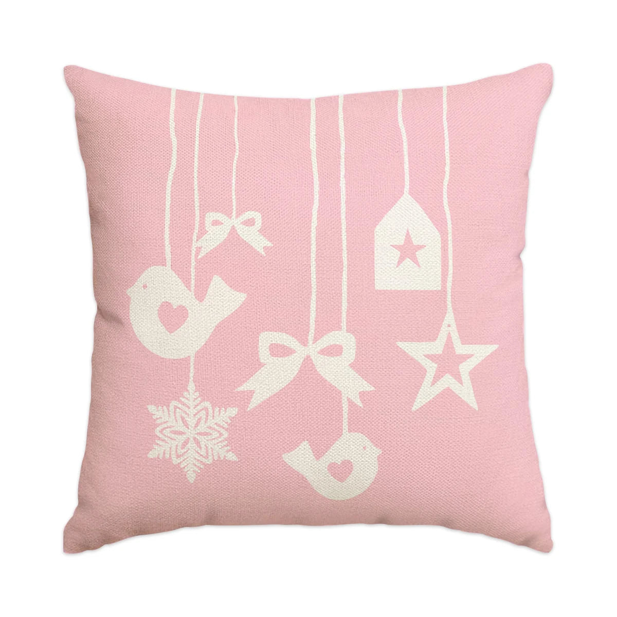 1/4pcs Christmas Pillow Cover, Pink Printed Cushion Cover, Farmhouse Decorative Sofa, Christmas Decoration (without Pillow Core)