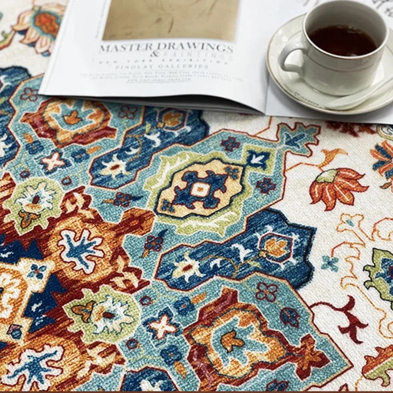 Carpet for Living Room Retro Bohemian Floral Abstract Large Area Rug Home Decoration Pastoral Ethnic Style Bedroom Mat ковер
