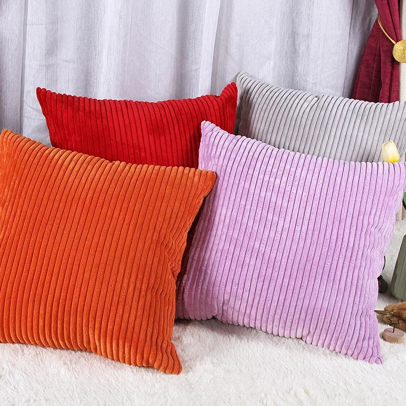 Orange Cushion Covers Super-Soft Striped Velvet Corduroy Home Decor Pillow 30x50cm 45x45cm Cover for Sofa Pillow Case