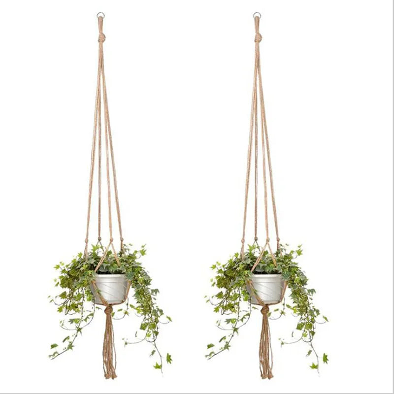 Gardening Green Plant Hanging Basket Cotton Rope Hanger Flower Pot Handmade Macrame Pot Pocket Wall Boho Courtyard Home Decor