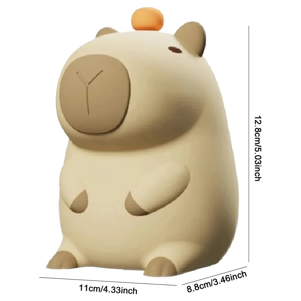 HPH Cute Capybara Night Light Novelty Dimmable Nursery Nightlight Rechargeable Touch Lamp Silicone Pat Lamp for Kids Room Decor