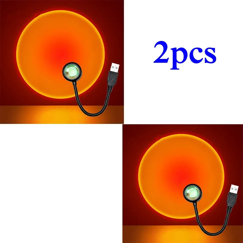 1-4pcs Sunset Lamp LED Rainbow Neon Night Light Projector Photography Wall Atmosphere Lighting for Bedroom Home Room Decor Gift