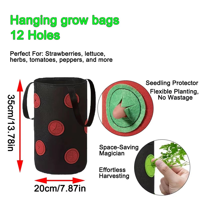 Hanging Grow Bags for Strawberries Tomatoes Hanging Planting Grow Bag Vertical Garden Strawberry Planter Pot Aeroponic Tower