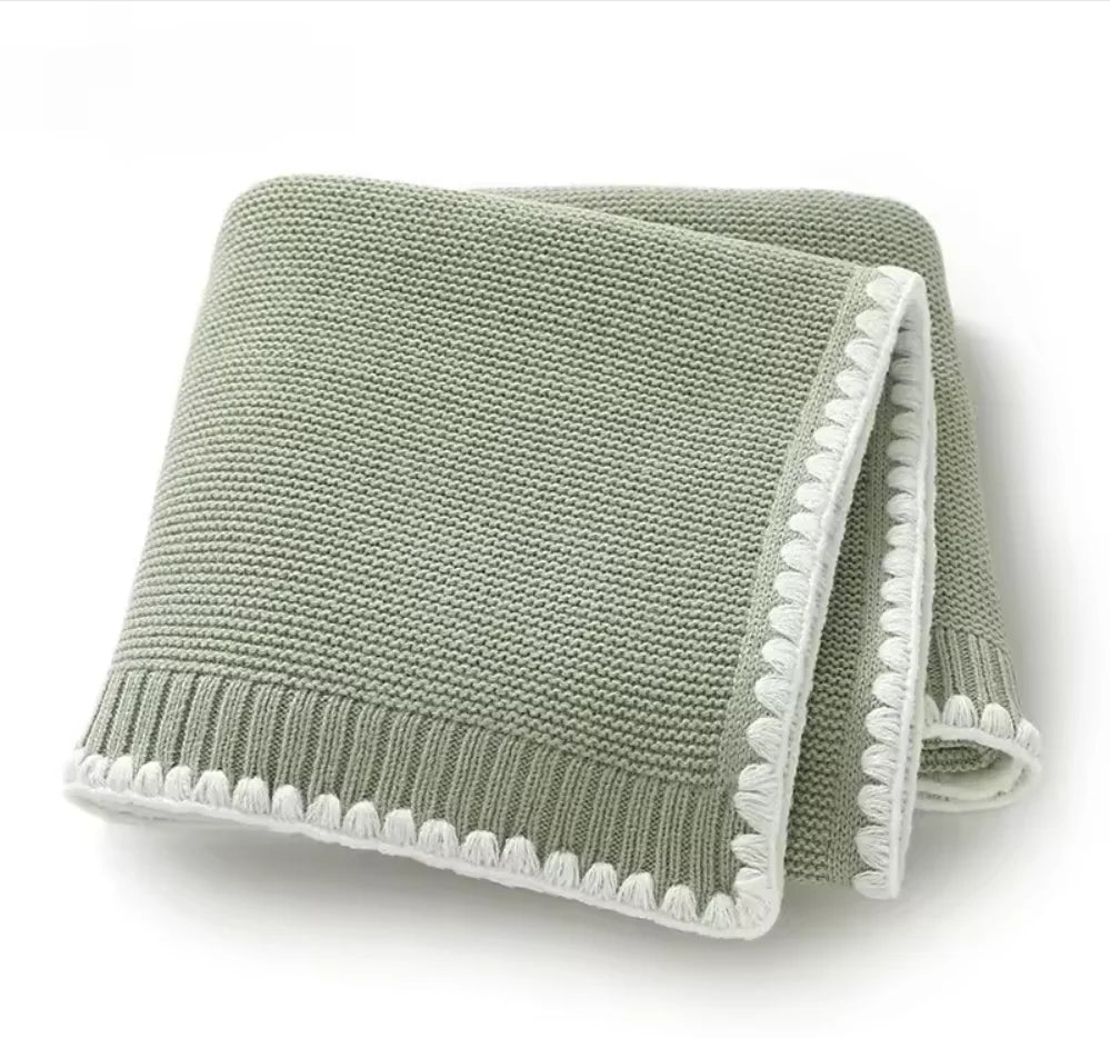 Personalized Name Knitted Acrylic Baby Blanket Breathable Boys Girls Newborn Swaddle Wraps Infant Nap Security Blankets