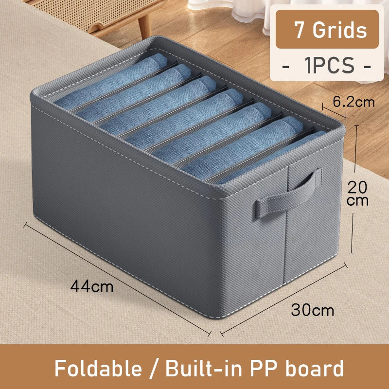 Thickened Pants Storage Box Foldable 9/7/6 Grids Organizer for Jeans Sweatshirt Shirt Wardrobe Organizers of Cabinets and Drawer