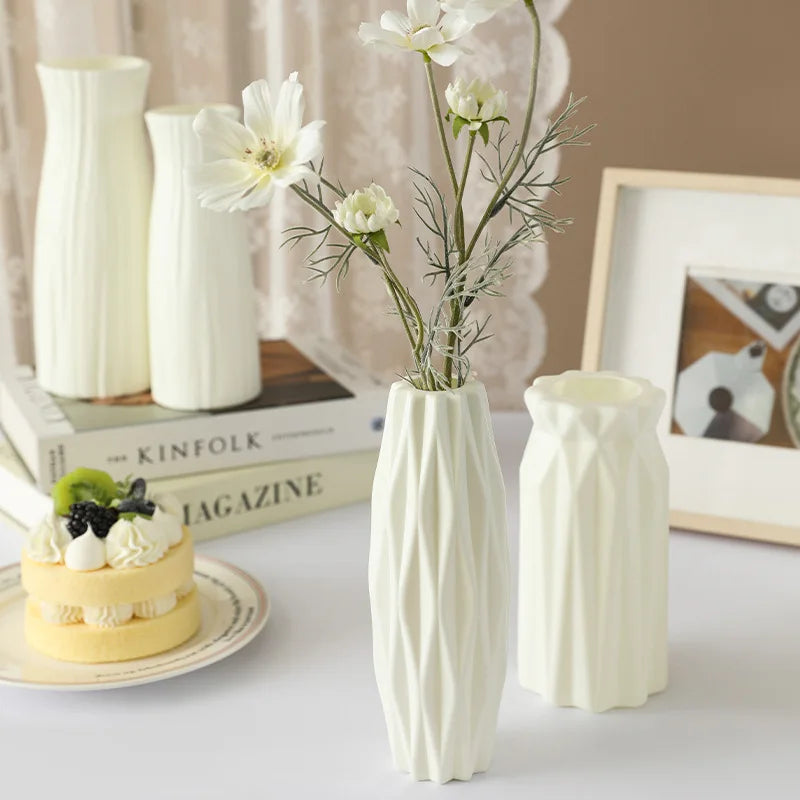 4066 Simple Plastic Vase Silver Willow Hydroponic Flowers Artificial Flower Vase Desktop Living Room Decoration Ornaments