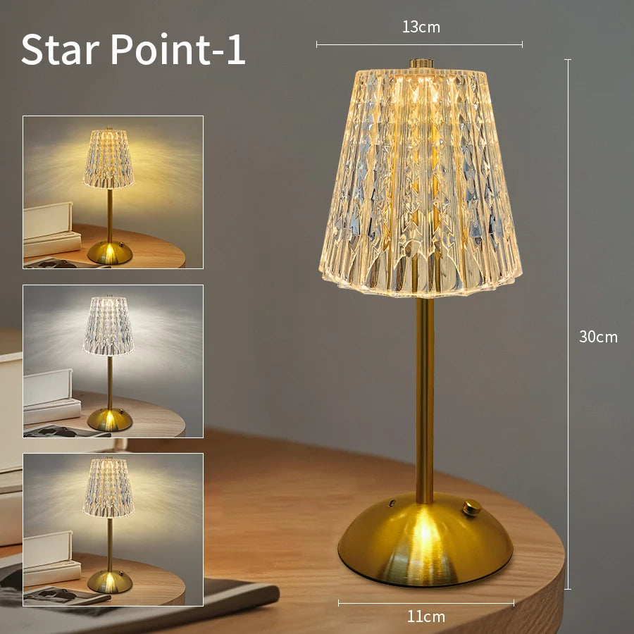 Table Lamp LED Touch Sensor Dimmable Desktop Night Light Rechargeable Wireless Reading Lamp for Hotel Bar Bedroom Decor Light