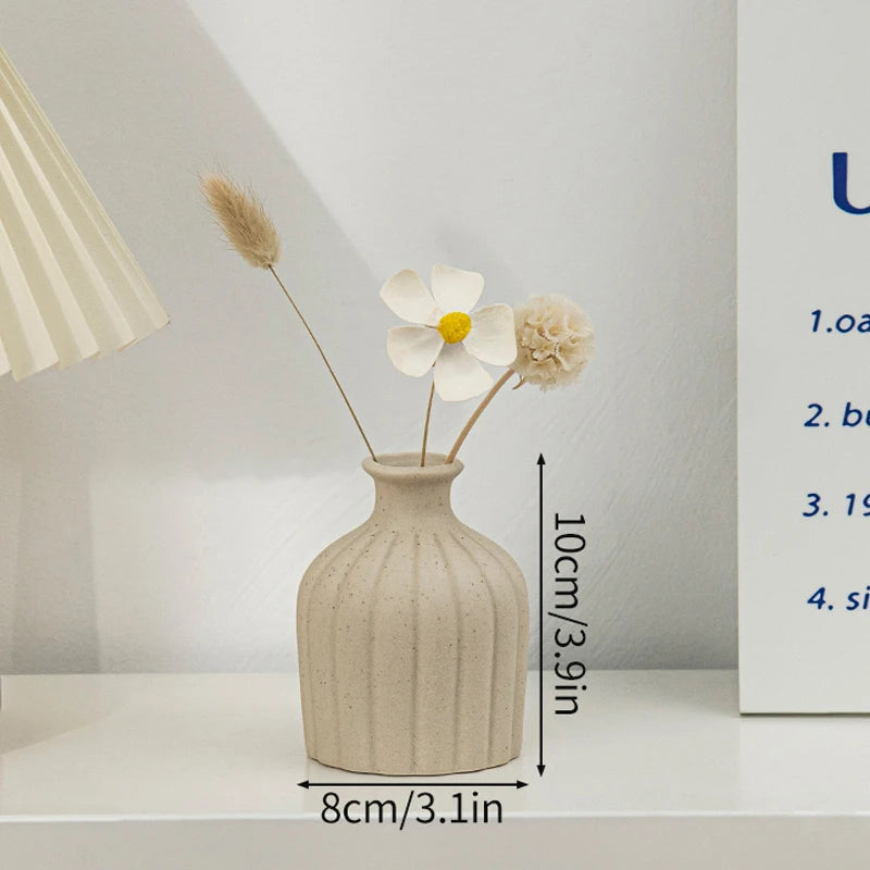 INS Ceramic Vase White Flower Pot Nordic Decorative Vase Dry Flower Vases for Home Living Room Desktop Decor ваза для цветов