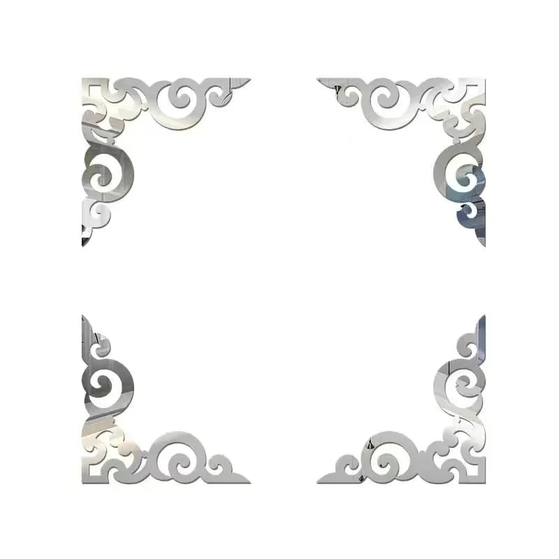 Acrylic Mirror Sticker Wall Cabinet Decor Self-adhesive Geometry Wall Corner Decorative Wall Stickers DIY Room Home Office Decor