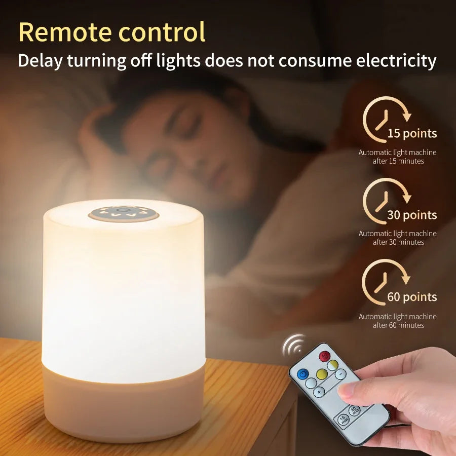 Bedside LED Touch Night Lights Dimmable Rechargeable Desktop Table Lamp For Reading Desk Bedroom Bedside Decoration Lighting