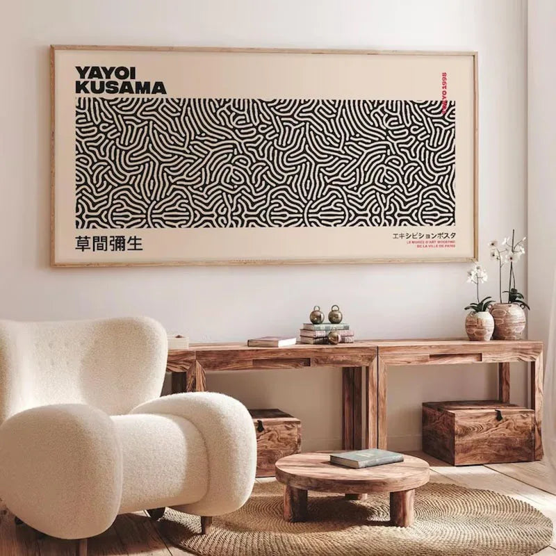Yayoi Kusama Inspired Poster Wall Art, Panoramic Wall Art, Abstract Art, Modern Art, Gallery Wall Art Print, Home Decor Unframed