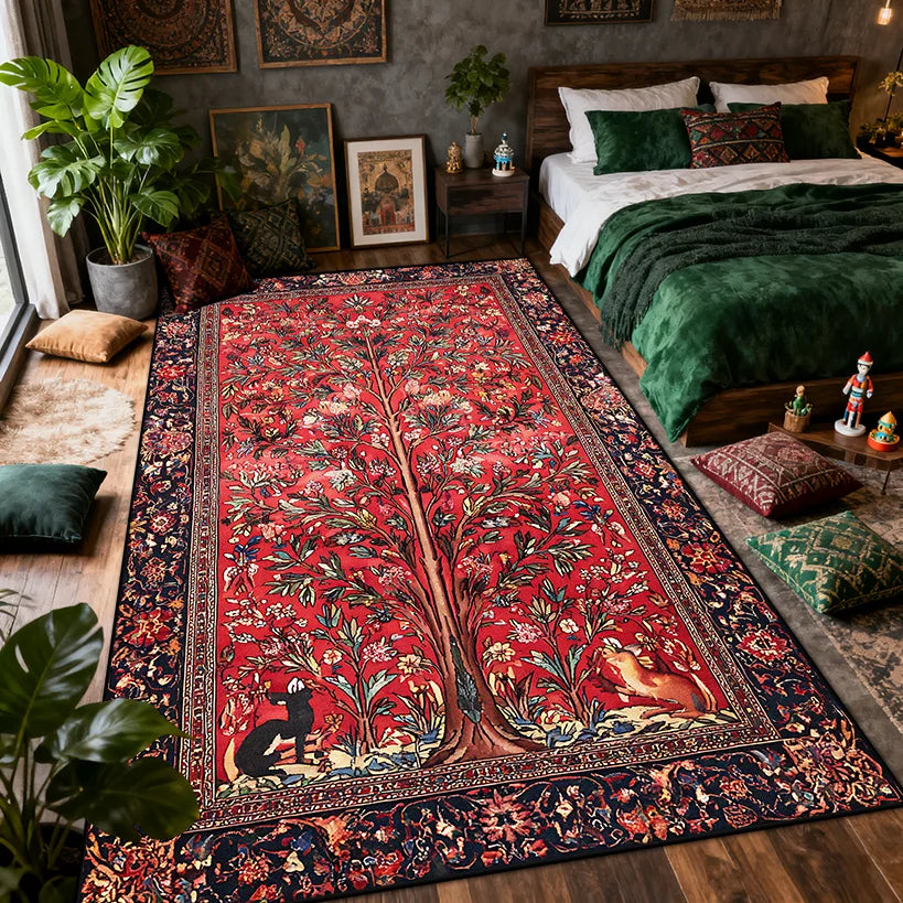 Bohemian Luxury Outdoor Carpet Flower Decoration Retro Style Living Room Rug Sofa Bedroom Easy Clean Washable Floor Mat Soft