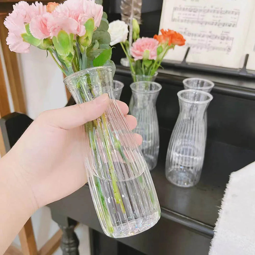 Nordic Transparent Plastic Vase Flower Arrangement Container Creative Hydroponic Plant Flower Vases Home Living Room Desk Decor