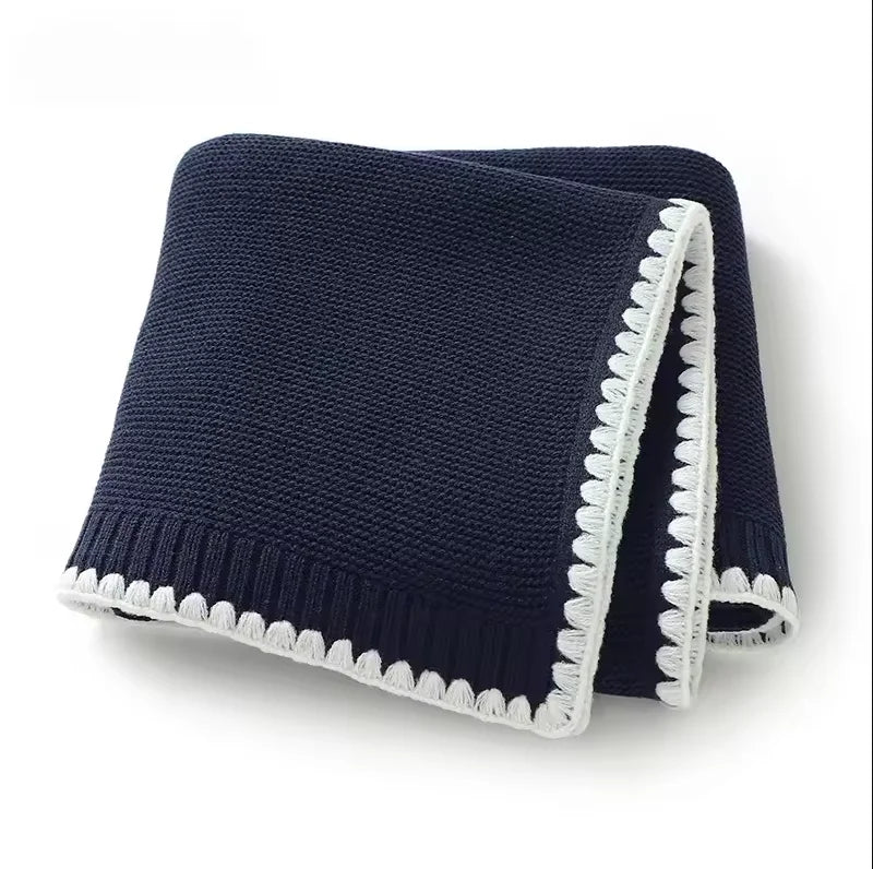 Personalized Name Knitted Acrylic Baby Blanket Breathable Boys Girls Newborn Swaddle Wraps Infant Nap Security Blankets
