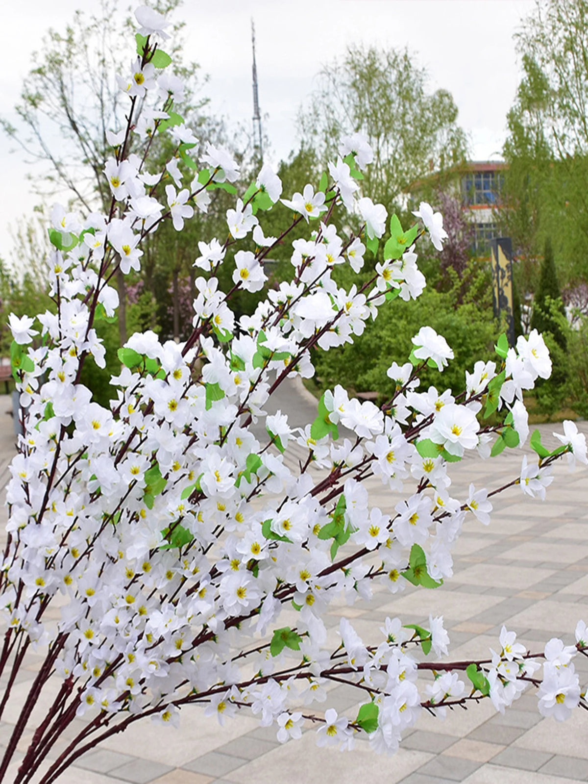 1pc Pink Artificial Peach Blossom Branch Home Wedding Party Landscape DIY Decoration Cherry Blossom Silk Flower Tree Decoration