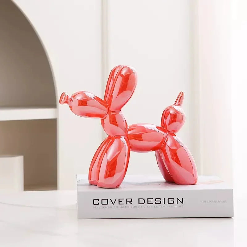 11/21CM Mini Ceramic Balloon Dog Sculpture Abstract Ornament Study Room Statue Home Office Accessories Festival Decoration 