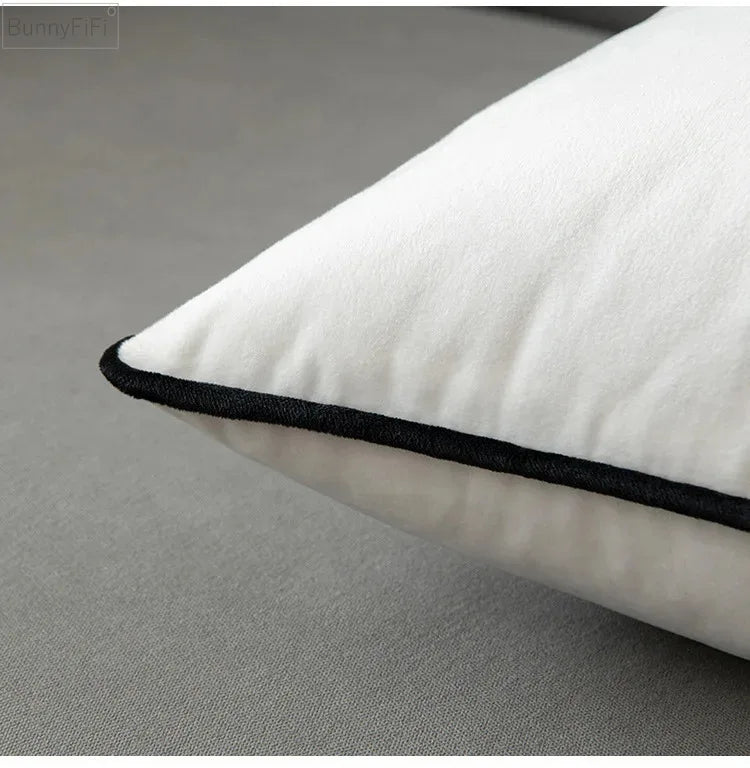 Modern Velvet Pillowcases for Living Room, Black & White Velour Cushion Covers, Sofa Decor, 45x45/50x50/30x50 cm