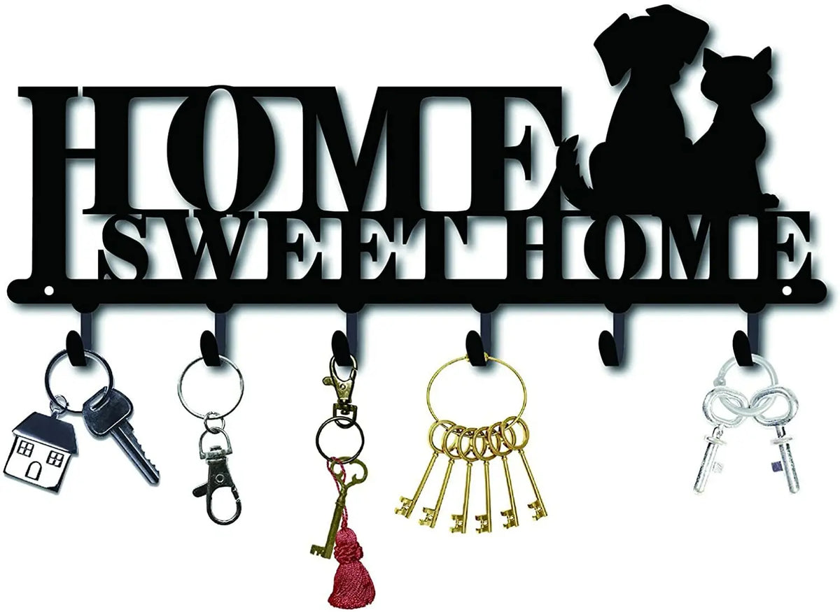 Decorative Metal Key Holder Wall Mounted Key Hooks Hanging Artwork Storage Rack Home Iron Art