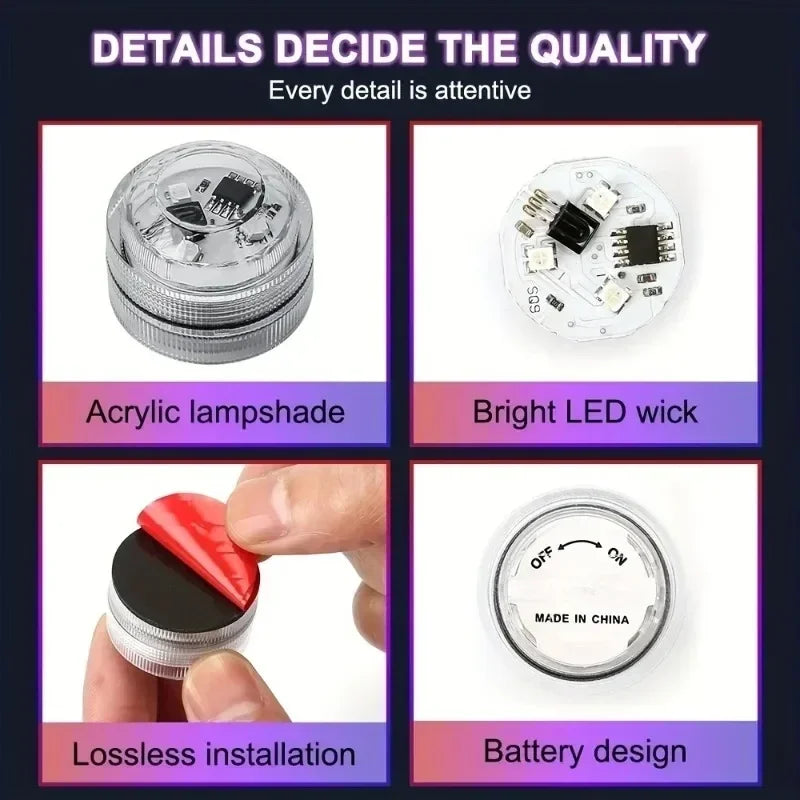 Wireless Adhesive LED Car Interior Ambient Light Remote Control Decor Auto Roof Foot Atmosphere Lamp Bicycle Tail Light