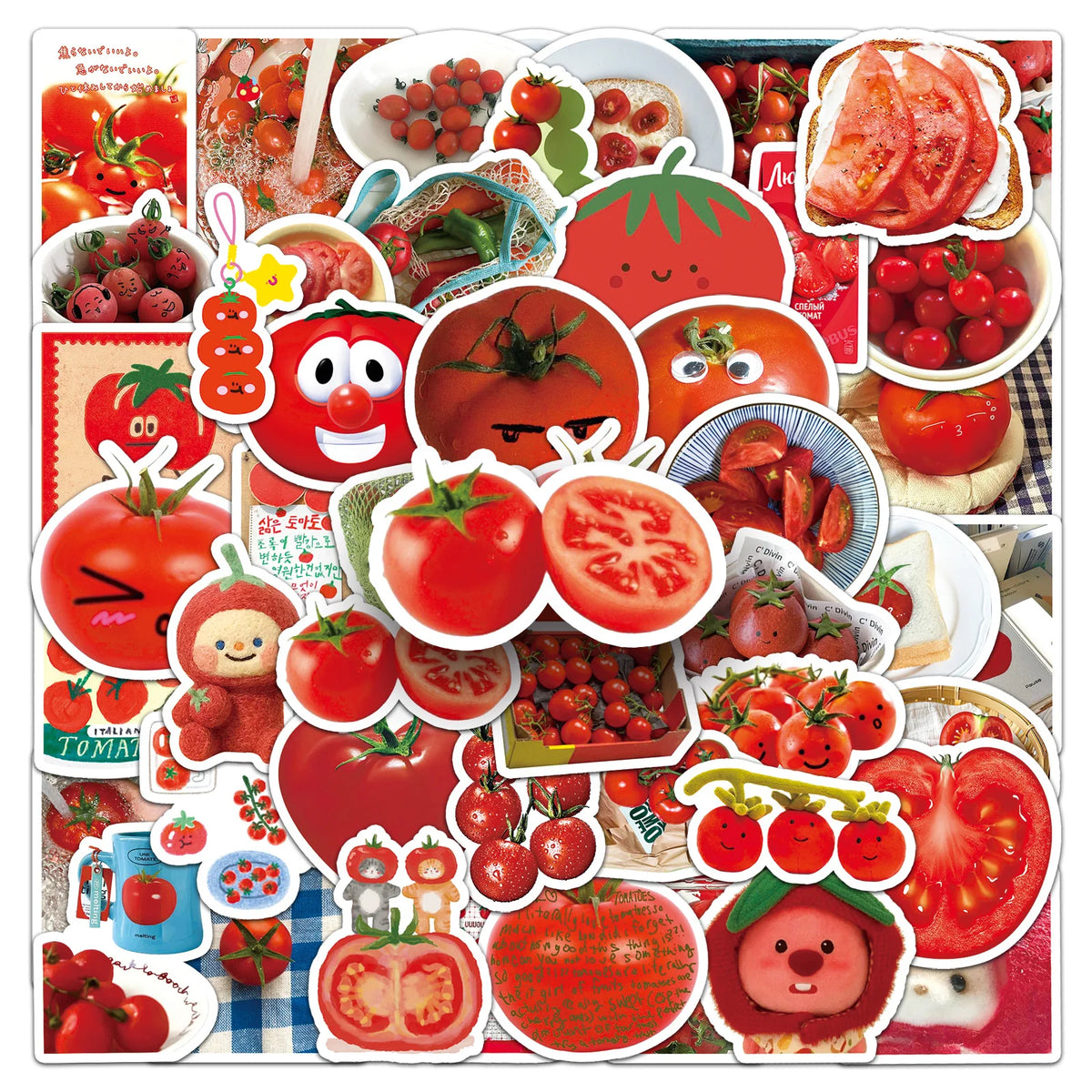 50Pcs Funny Tomato Cartoon Cute Waterproof Sticker Skateboarding Retro Home Decal Sticker