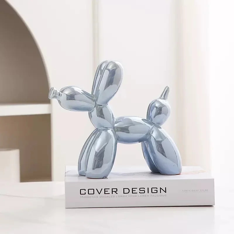 11/21CM Mini Ceramic Balloon Dog Sculpture Abstract Ornament Study Room Statue Home Office Accessories Festival Decoration 