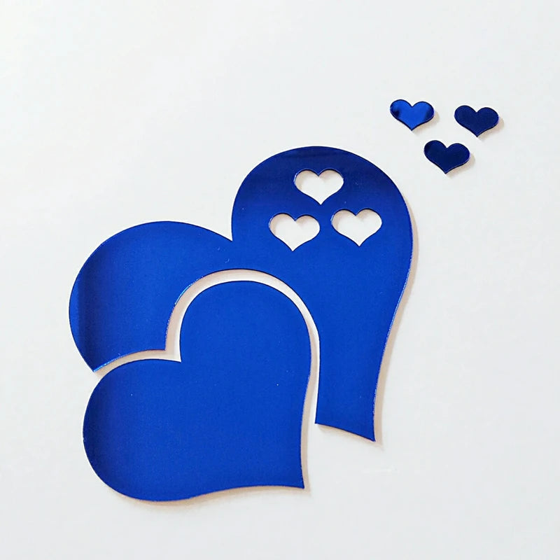 3D Acrylic Love Heart Pattern Wall Stickers, Mirror Wallpaper, Wedding, Bed Room, Home Room, Art Decor, Valentine's Day