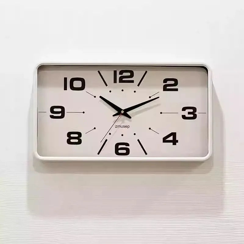 Win Elegant Simple Modern Japanese Style Metal Wall Clock New Silent Rectangular Home and Office Clock for Living Room